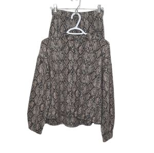 Zara Skirt Top Matching Set Snakeskin Print Plush Midi Mock Neck Womens Size S